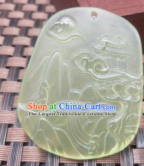 Chinese Handmade Jade Pendant Hsiuyen Jade Label Carving Palace Jade Accessories Necklace Craft