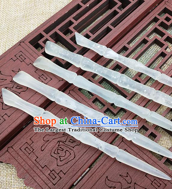 Chinese Ancient Jade Hanfu Hair Accessories Jade Hairpin Bamboo Hair Clip Headwear