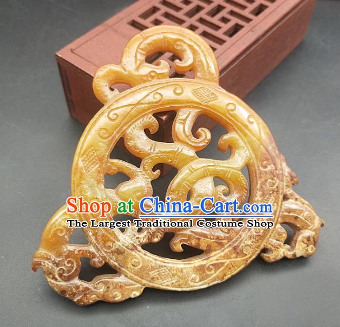 Chinese Carving Jade Dragon Necklace Accessories Handgrip Craft Handmade Jade Jewelry Jade Waist Pendant