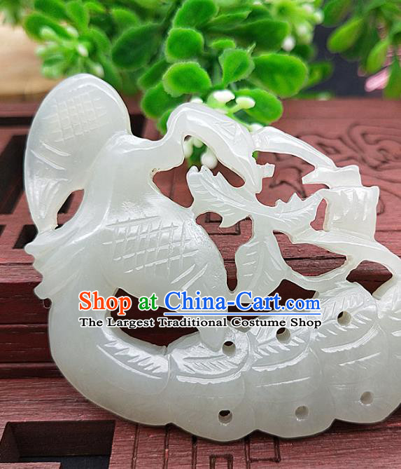 Chinese Retro Carving Jade Necklace Accessories Handgrip Craft Handmade Jade Jewelry Jade Phoenix Necklet Pendant