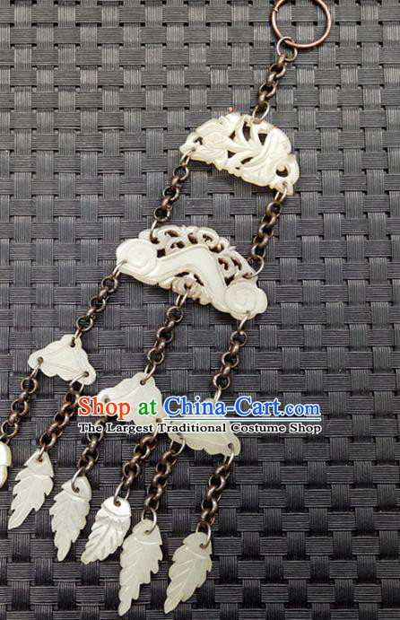 Chinese Handmade Jade Tassel Waist Accessories Handgrip Craft Handmade Jade Jewelry Carving Semi Annular Jade Pendant