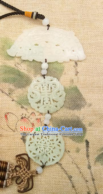 Chinese Handmade Semi Annular Jade Waist Accessories Handgrip Craft Handmade Jade Jewelry Jade Belt Pendant