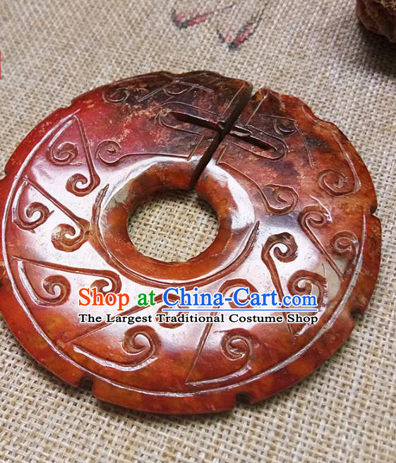 Chinese Handmade Jade Annular Waist Accessories Handgrip Craft Handmade Jade Jewelry Jade Carving Dragon Pendant