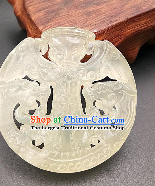 Chinese Handmade Jade Annular Accessories Handgrip Craft Handmade Jade Jewelry Jade Carving Child Waist Pendant