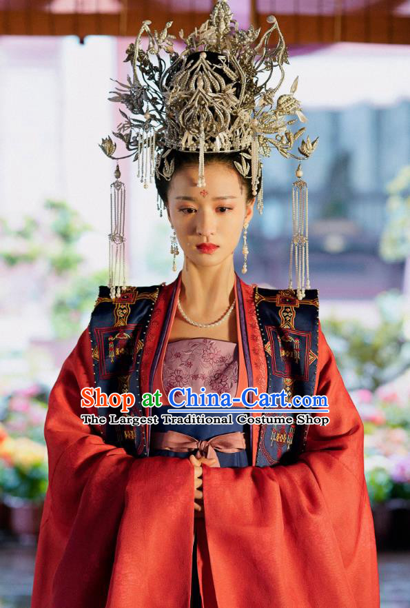 Ancient Chinese Song Dynasty Noble Consort Zhang Garment and Headpieces Drama Serenade of Peaceful Joy Zhang Bihan Apparel Historical Costumes