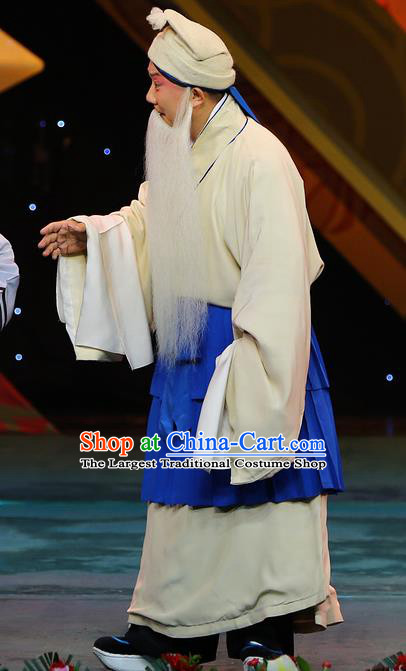 Chinese Beijing Opera Elderly Male Costumes Garment Peking Opera San Niang Jiao Zi Laosheng Apparels and Headpiece