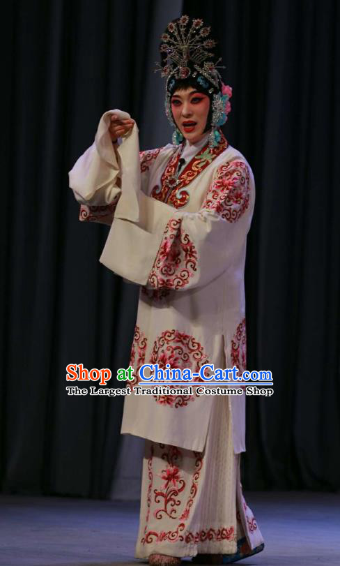 Traditional Chinese Peking Opera Hua Tan Dress Garment Lv Bu and Diao Chan Costumes Apparels Rich Lady Cape and Headdress