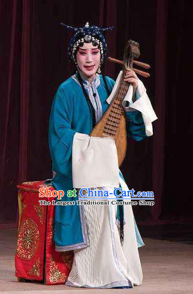 Traditional Chinese Peking Opera Tsing Yi Judge Bao and the Qin Xianglian Case Costumes Apparel Distress Maiden Garment and Headwear