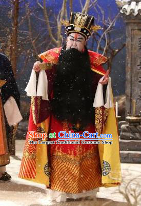 Chinese Historical Beijing Opera Old Men Costumes Cao Cao And Yang Xiu Apparels Elderly Male Garment and Hat