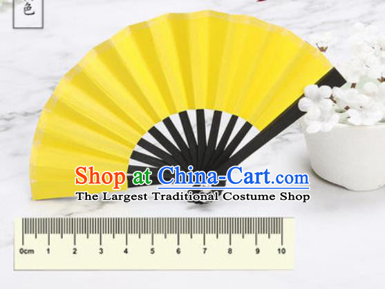 Chinese Traditional Little Yellow Paper Fans Handmade Accordion Classical Dance Folding Fan