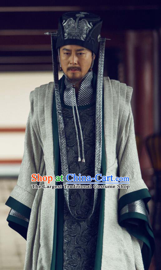 Chinese Ancient Chancellor of Qing Drama Qing Yu Nian Joy of Life Lin Ruofu Replica Costume and Hat for Men