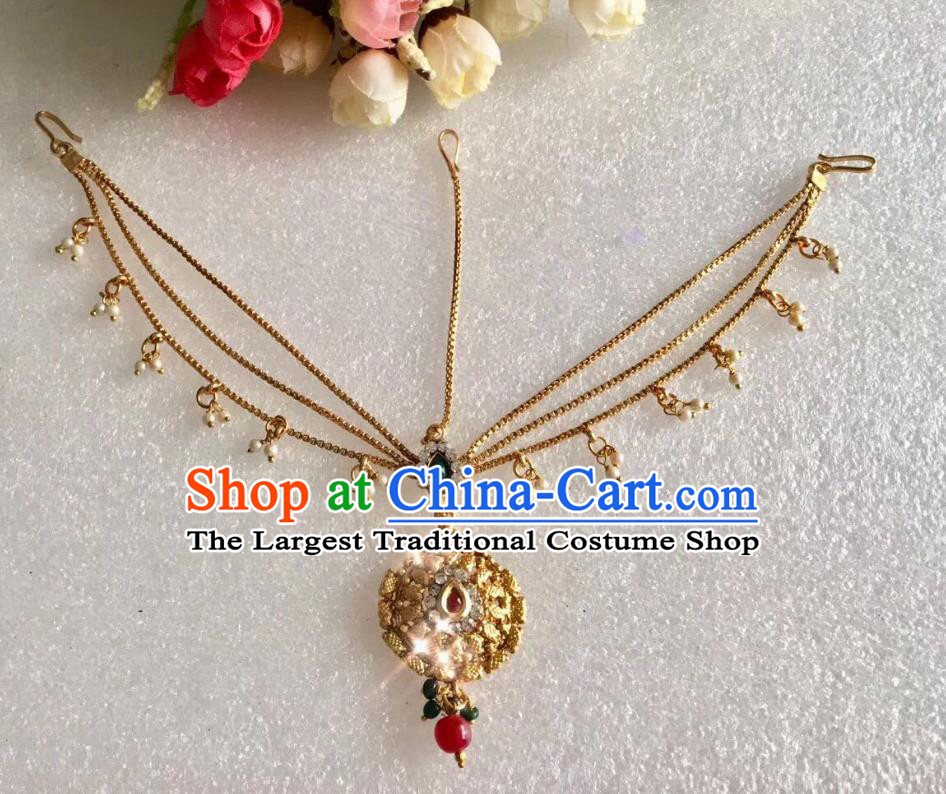 Indian Traditional Wedding Golden Chain Eyebrows Pendant Asian India Bride Headwear Jewelry Accessories for Women