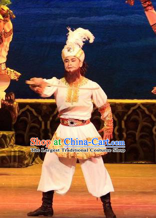 Chinese Traditional Dance Si Lu Hua Yu Ethnic Male Clothing Classical Dance Stage Performance Costume for Men