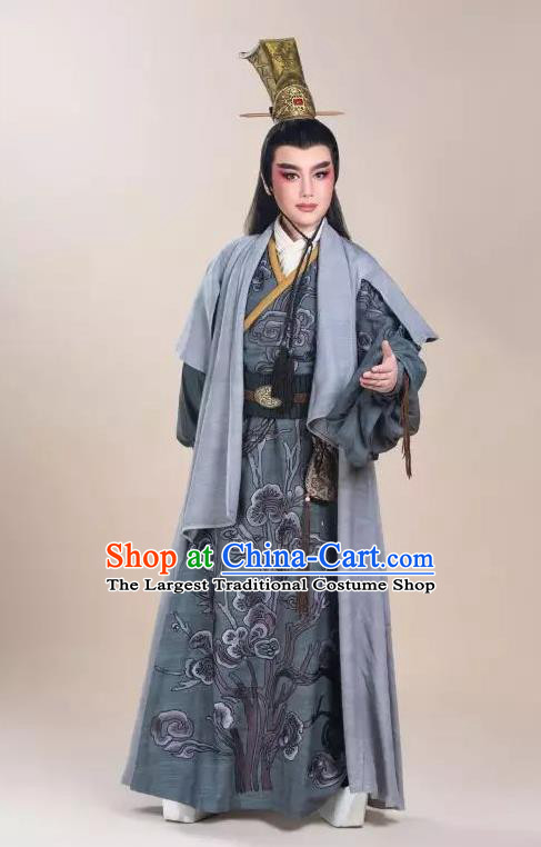 Chinese Yue Opera Xiaosheng Costumes and Headwear Shaoxing Opera King Wu Yue Young Male Apparels Prince Garment