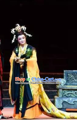 Qu Yuan Chinese Shaoxing Opera Imperial Empress Actress Dress Garment and Headpieces Yue Opera Hua Tan Queen Apparels Costumes