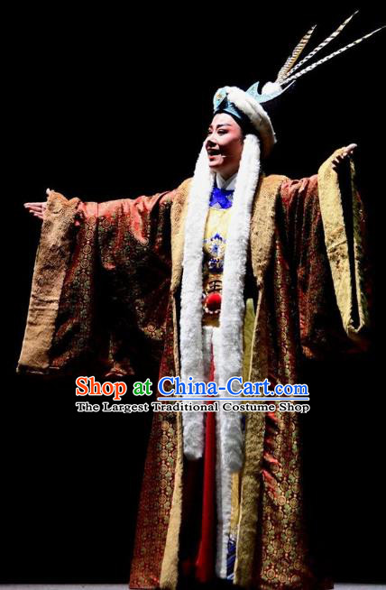 Chinese Yue Opera Young Male Garment Costumes and Headwear Shaoxing Opera Cai Wenji Xiaosheng Prince Apparels