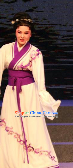 Chinese Shaoxing Opera Tsing Yi Young Female Dress Costumes and Headpieces Xi Ma Qiao Yue Opera Actress Xiao Yueying Garment Apparels