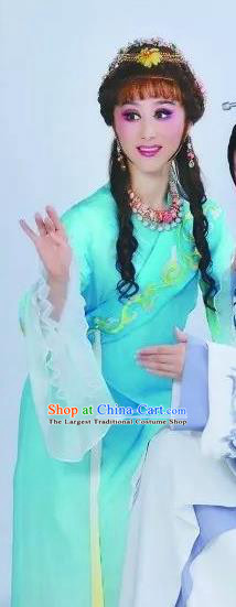 Chinese Shaoxing Opera Young Girl Sai Liya Dress Costumes and Headpieces The Love of Maritime Silk Road Yue Opera Actress Garment Apparels