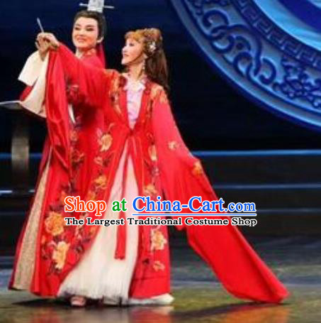 Chinese Shaoxing Opera Actress Wedding Dress Costumes and Headpieces The Love of Maritime Silk Road Yue Opera Young Female Sai Liya Apparels Garment