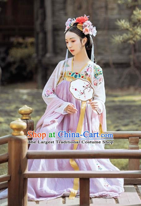 Traditional Chinese Tang Dynasty Hanfu Dress Embroidered Garment Ancient Royal Princess Court Lady Historical Costumes