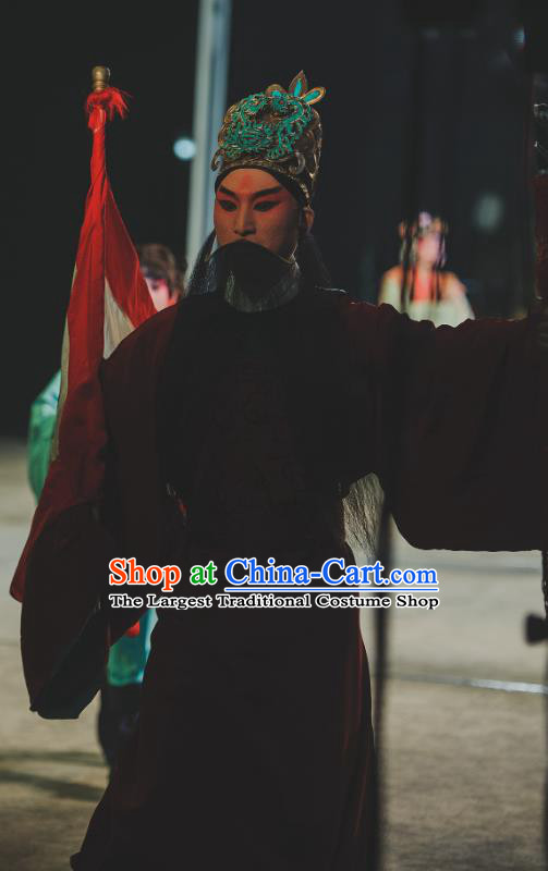 Chinese Classical Kun Opera Old Men Garment and Headwear The Purple Hairpin Peking Opera Lao Sheng Costumes Elderly Male Apparels