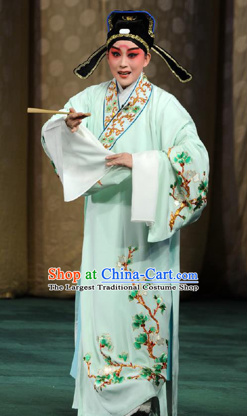 Chinese Classical West Wing to Remember Kun Opera Young Male Garment and Hat Peking Opera Xiao Sheng Costumes Yu Shuye Apparels