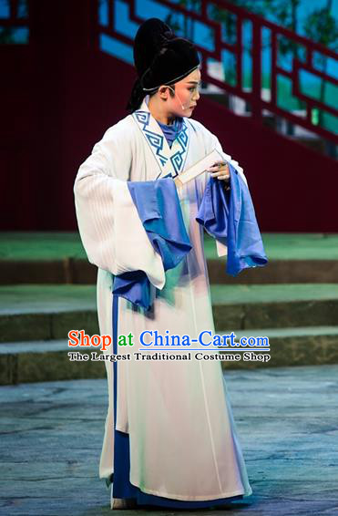 Chinese Yue Opera Young Male Apparels and Headwear Ren Heart Medicine Shaoxing Opera Physician Chen Shigong Garment Costumes