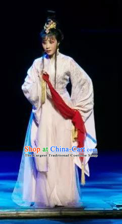 Chinese Shaoxing Opera The Story of Goddess Hua Tan Costumes and Headpieces Yue Opera Actress Young Lady Dress Garment Apparels