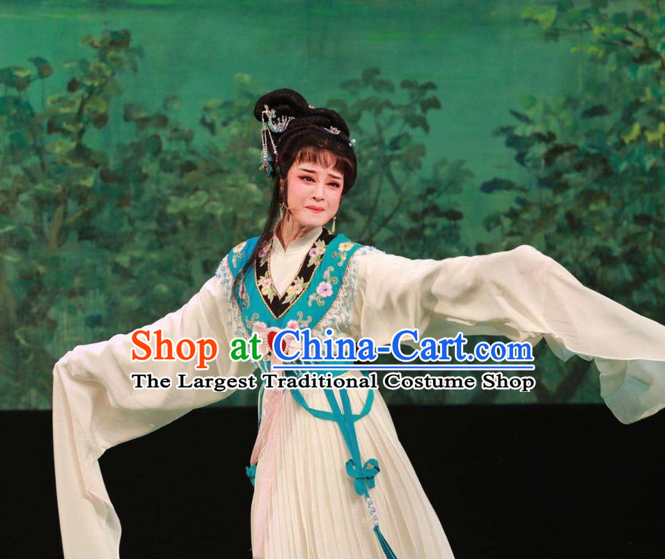 Chinese Shaoxing Opera Young Lady Li Suping Hua Zhong Jun Zi Apparels Costumes and Headpieces Yue Opera Distress Maiden Dress Garment