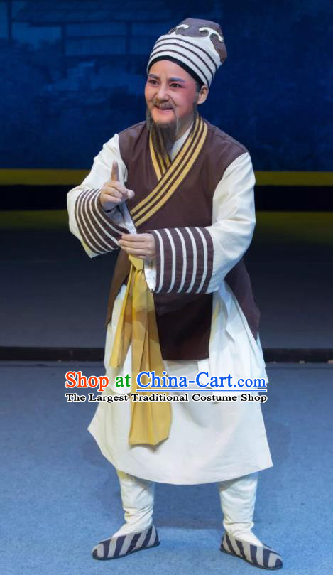 Xianglian Case Chinese Yue Opera Old Man Garment Costumes and Headwear Shaoxing Opera Elderly Servant Apparels