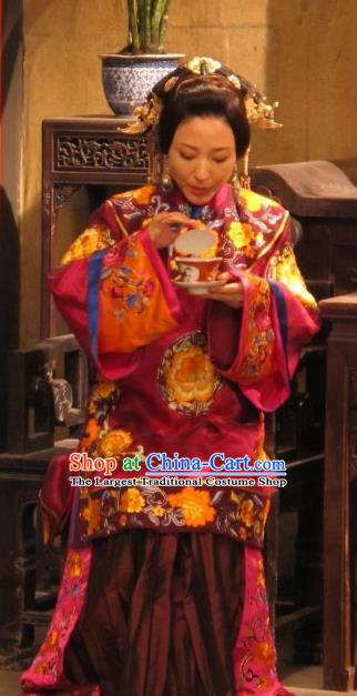 Chinese Shaoxing Opera Elderly Female Apparels Costumes and Headdress Yue Opera Liu Hua Xi Dress Dowager Qiu Hua Garment