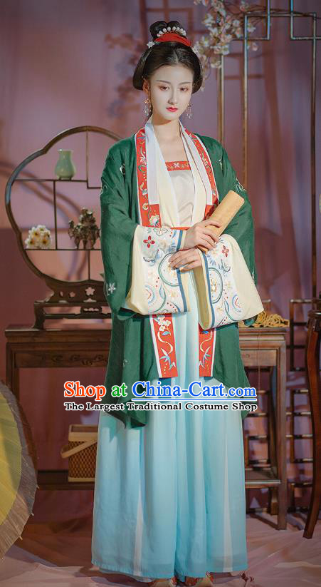 Chinese Traditional Song Dynasty Noble Female Historical Costumes Ancient Patrician Lady Hanfu Dress Garment