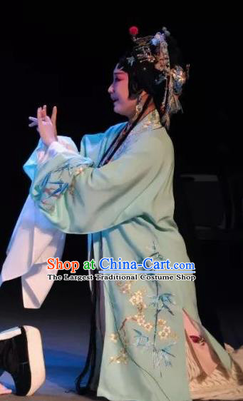 Chinese Kun Opera Young Female Diva Dress Costumes and Headdress On A Wall and Horse Kunqu Opera Hua Tan Garment Apparels