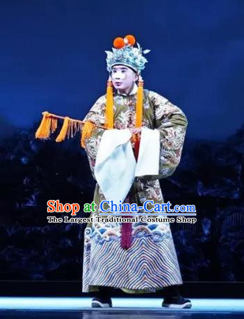 Rain on the Phoenix Tree Chinese Kun Opera Clown Garment Costumes and Headwear Kunqu Opera Chou Role Eunuch Gao Lishi Apparels Clothing