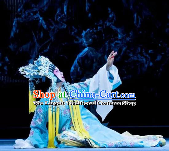 Chinese Kun Opera Noble Consort Yang Dress Costumes and Headdress Rain on the Phoenix Tree Kunqu Opera Diva Garment Apparels