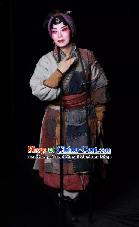 Chinese Kun Opera Poor Woman Dress Costumes and Headdress Meng Jiangnv Sends Winter Clothes Kunqu Opera Country Female Tian Garment Apparels