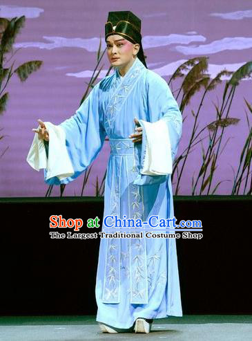 Chinese Kun Opera Niche Apparels Garment Costumes and Headwear Kunqu Opera the Legend of Washing the Silk Gauze Scholar Liang Chenyu Clothing