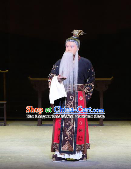 Chinese Kun Opera Emperor Yao Apparels Garment Costumes and Headwear Kunqu Opera the Dream of Xiang Fei Monarch Elderly Male Clothing