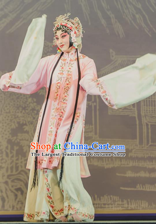 Chinese Kun Opera Actress Pink Dress Apparels Costumes and Headdress The Tale of Handan Kunqu Opera Young Female Garment