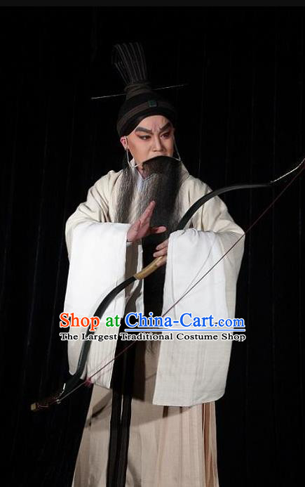 Chinese Kun Opera Old Scholar Costumes and Headwear Kunqu Opera Confucius Garment Elderly Male Philosopher Apparels