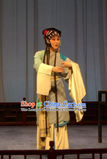 Chinese Kun Opera Poor Woman Apparels Costumes and Headdress Yan Yun Pavilion Traditional Kunqu Opera Female Beggar Dress Garment