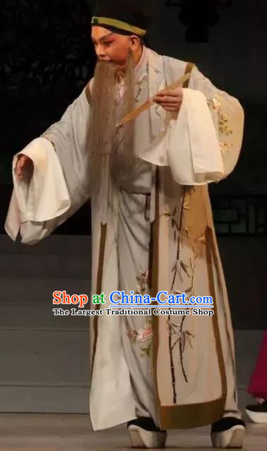 Zhu Meng Ji Chinese Kun Opera Laosheng Apparels Costumes and Headwear Kunqu Opera Garment Old Man Clothing