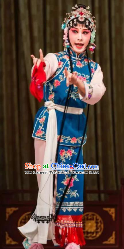 Traditional Chinese Kun Opera Xiaodan Costumes and Headdress The Legend of Hairpin Kunqu Opera Servant Girl Yun Xiang Garment Apparels