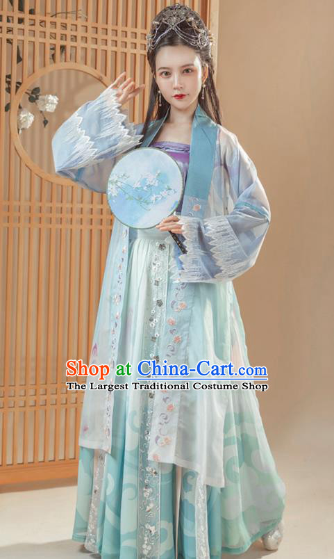 Ancient Chinese Song Dynasty Historical Costumes Traditional Young Woman Embroidered Hanfu Dress Complete Set