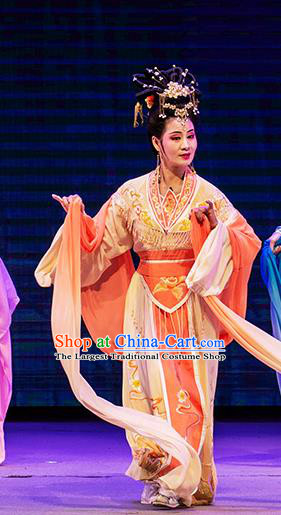 Chinese Huangmei Opera Elderly Sister Apparels Costumes and Headpieces Goddess Marriage Traditional Anhui Opera Actress Dress Garment