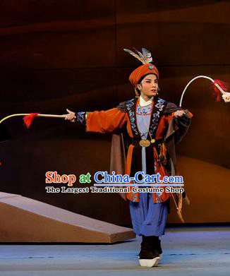 Desert Prince Chinese Shaoxing Opera Martial Male Garment and Hat Classical Yue Opera Wu Sheng Apparels Costumes