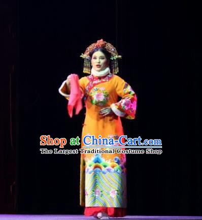 Chinese Huangmei Opera Court Lady Tie Mian Jin Guangti Garment Costumes and Headdress Traditional Anhui Opera Noble Consort Dress Apparels