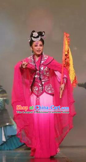 Chinese Huangmei Opera Wudan Daughter of Dragon Garment Costumes and Headpieces Traditional Anhui Opera Swordsplay Female Dress Apparels