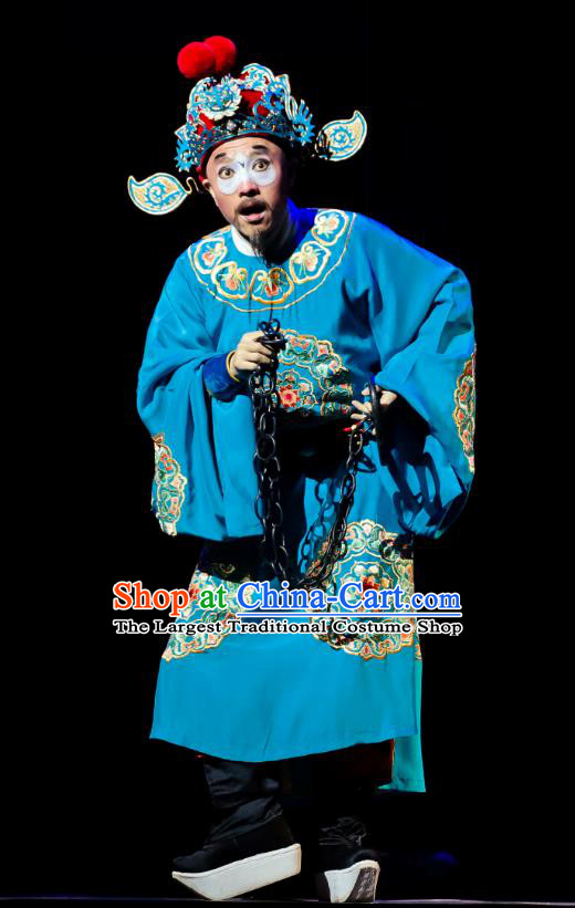 Chinese Huangmei Opera Rich Childe Ji Mo Han Qing Garment Costumes and Headwear An Hui Opera Clown Male Apparels Clothing