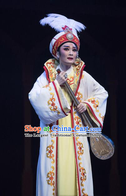 Chinese Shaoxing Opera Young Men Garment and Hat Yue Opera Ethnic Desert Prince Niche Apparels Costumes